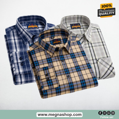 Grameen check Full Hata Men's shirt (Combo)