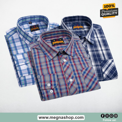 Grameen check Full Hata Men's shirt (Combo)