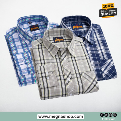 Grameen check Full Hata Men's shirt (Combo)