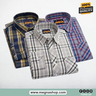 Grameen check Full Hata Men's shirt (Combo)