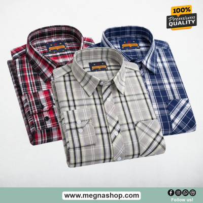 Grameen check Full Hata Men's shirt (Combo)